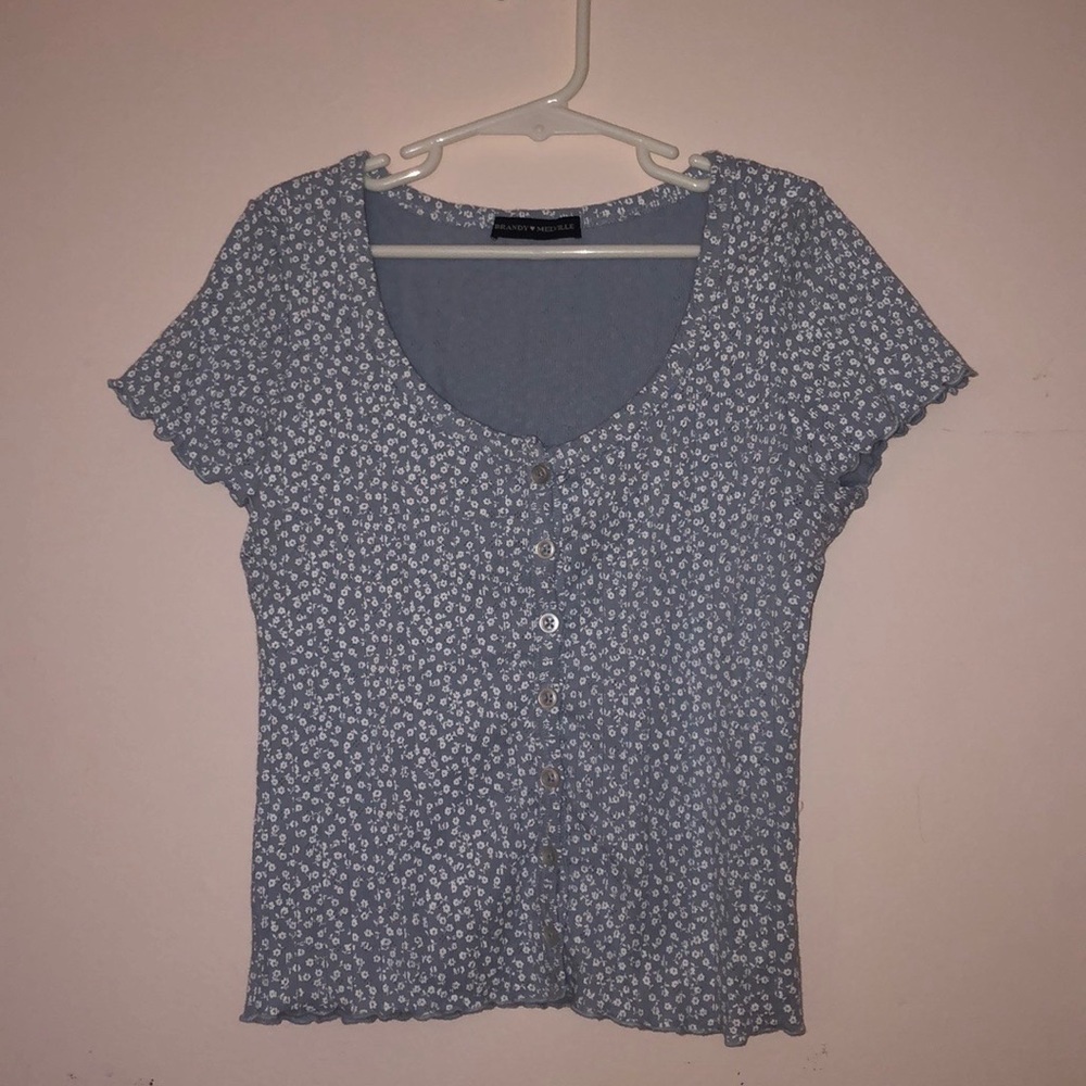 brandy melville blue floral zelly top